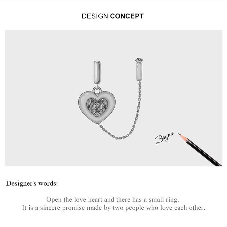 BAMOER Стерлингового Серебра 925 пробы Блестящий Розовый Циркон Розовое Золото Подвеска в форме сердца подходит для оригинального браслета 3 мм DIY Ювелирные изделия