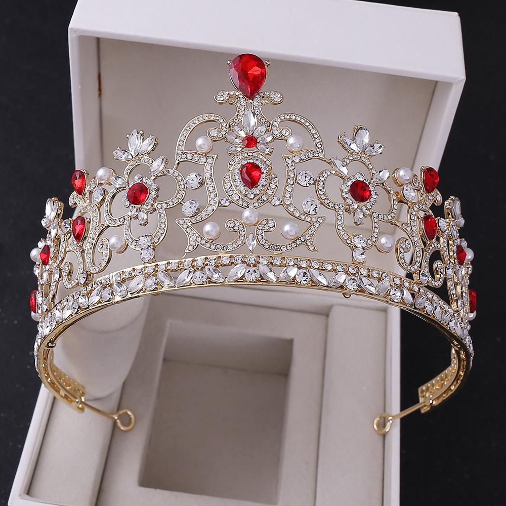 Bridal Crown Tiara Baroque Birthday Princess Hair Accessories Knot Wedding Red Headband Accessories