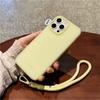 For iPhone 16 Pro Max Case Ice-Transparent Liquid Silicone+PC Phone Cover with Wrist Strap