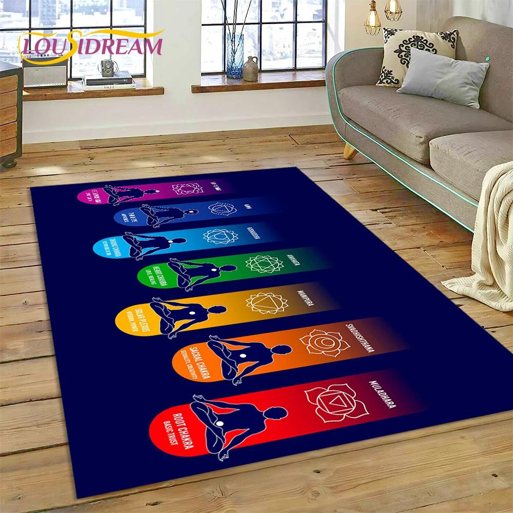 3D ковер для йоги, медитации, Радуги, 7 чакр, ковер для спальни, гостиной, домашний диван, украшение, детская игра, большой декор, напольный коврик