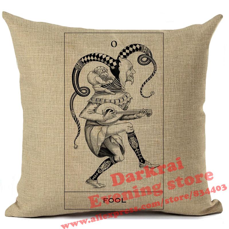 Witchcraft Tarot Style Cushion Cover Astrology Divination Pattern Sofa Throw Pillows Living Room Decorative Pillowcase 45*45Cm