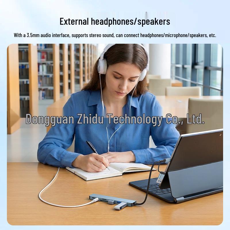Dual-Head 8-in-1 USB Hub Docking Station with Card Reader, 3.5mm Audio, and Type-C for Mobile and Laptops