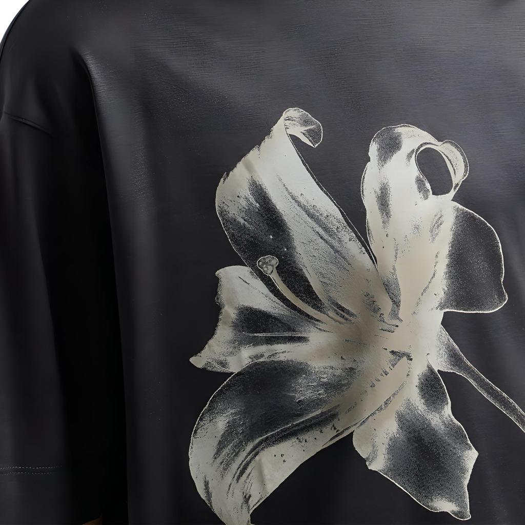 Emporio Armani FW24 Мужская футболка с цветочным принтом, круглым вырезом и коротким рукавом, топ Черный EM00146-0AF1001-7U8168
