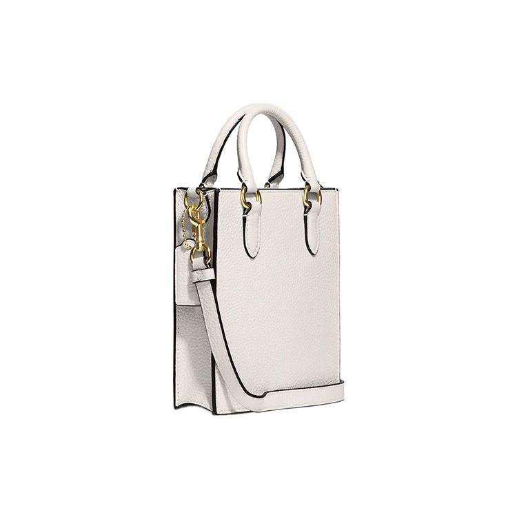 Coach N/S 14 Solid Gold Logo Nameplate Hardware Pebble Leather Tote Shopping Bag Shoulder Crossbody Handbag Mini Women tote White CJ500-IMCHK