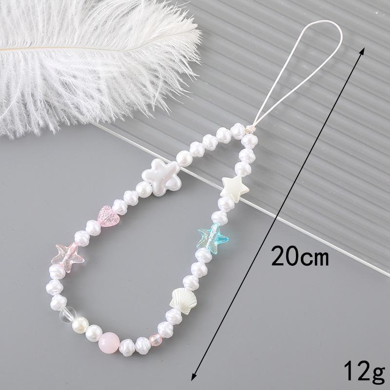 Korean Love Heart Beaded Phone Chain & Keychain Set for Women