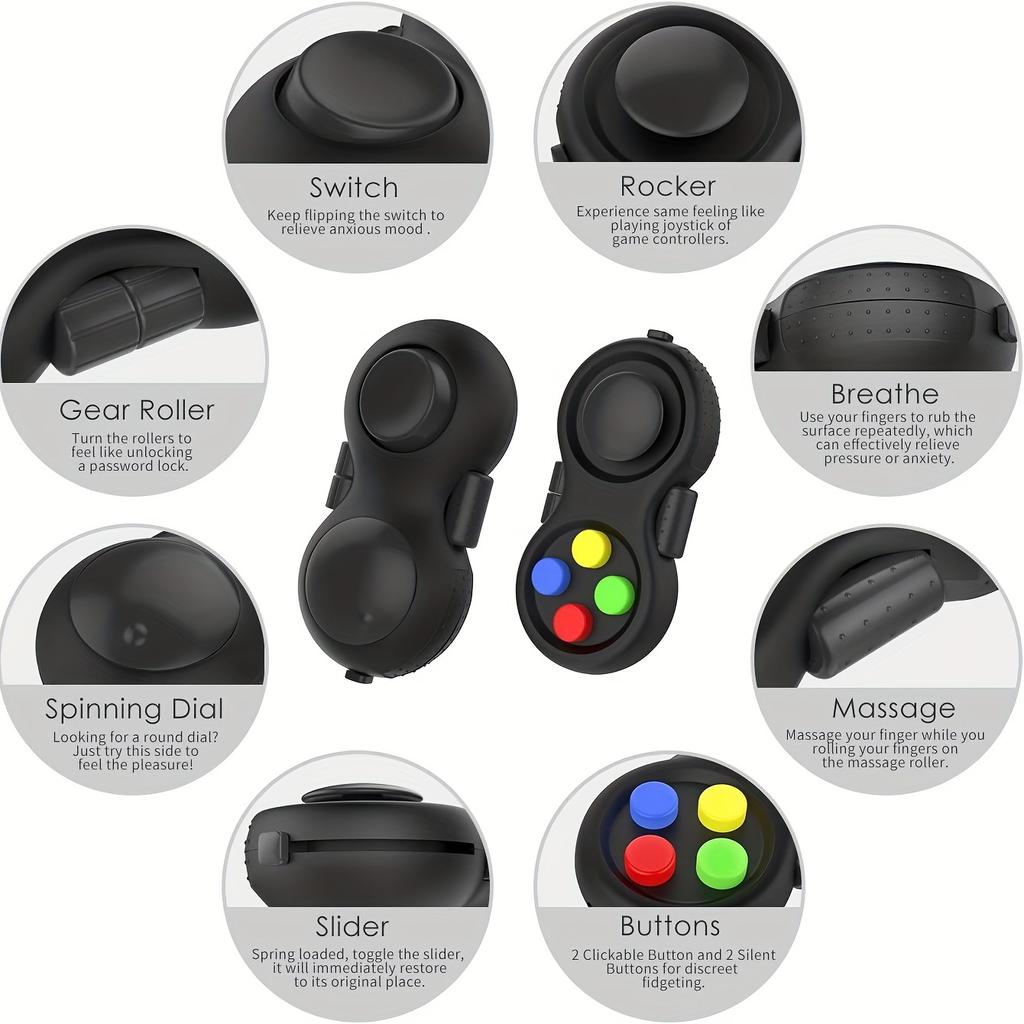 Pad Fidget Pad с 8 функциями Fidget, регулятором Fidget, регулятором стресса, игрушечным кубом Fidget, снимающим стресс и тревожные игрушки