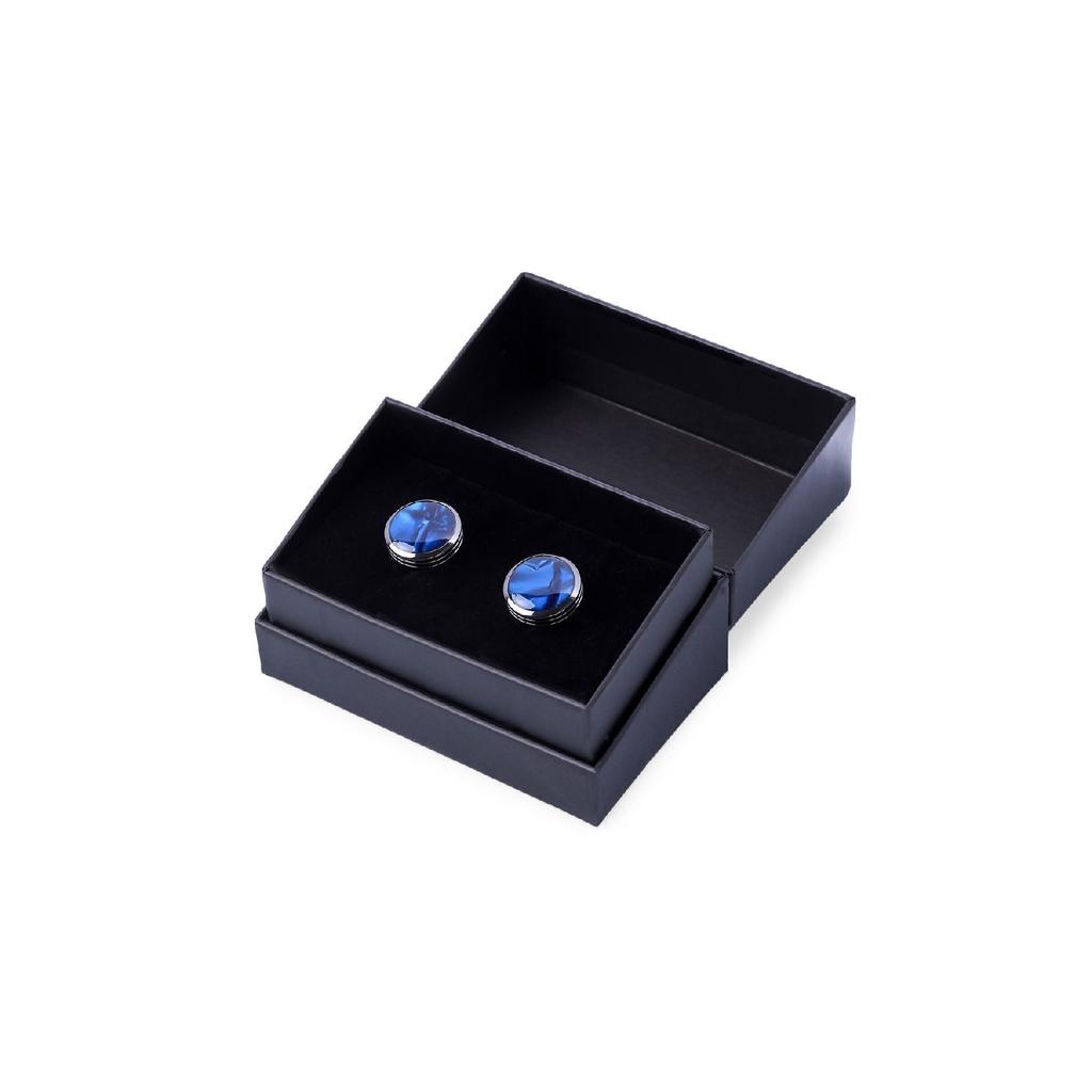 Черная однотонная круглая запонка