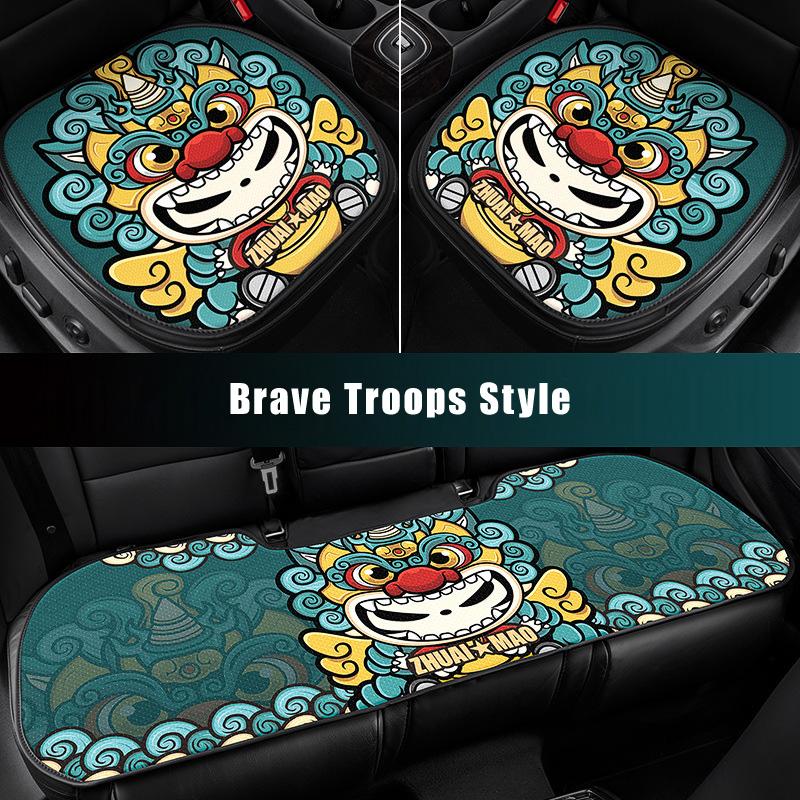 Универсальный дышащий чехол на сиденье автомобиля, китайская Пекинская опера, этнический лев, мультяшная подушка на сиденье, спинка, авто интерьер для четырех