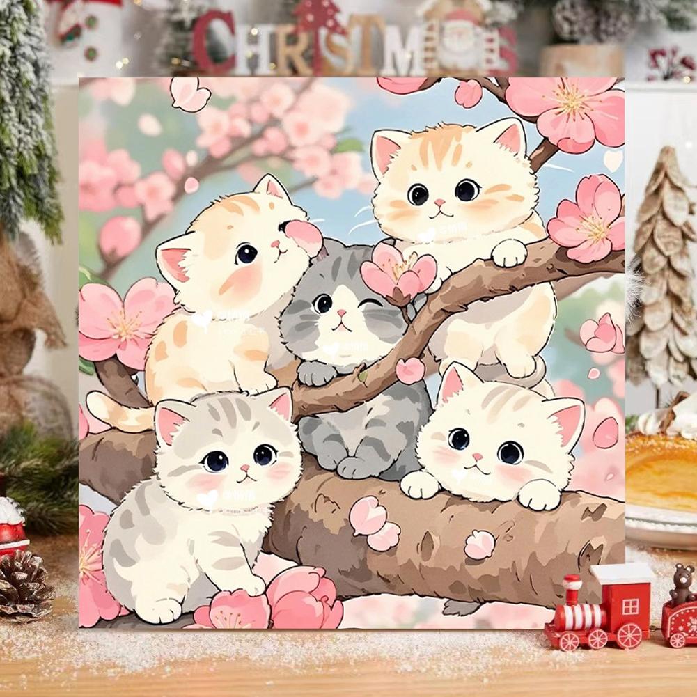 Простой набор для рисования по номерам «Кошка», Наборы для рисования по номерам на холсте для детей и начинающих, Наборы для цифровой масляной живописи для домашнего настенного декора