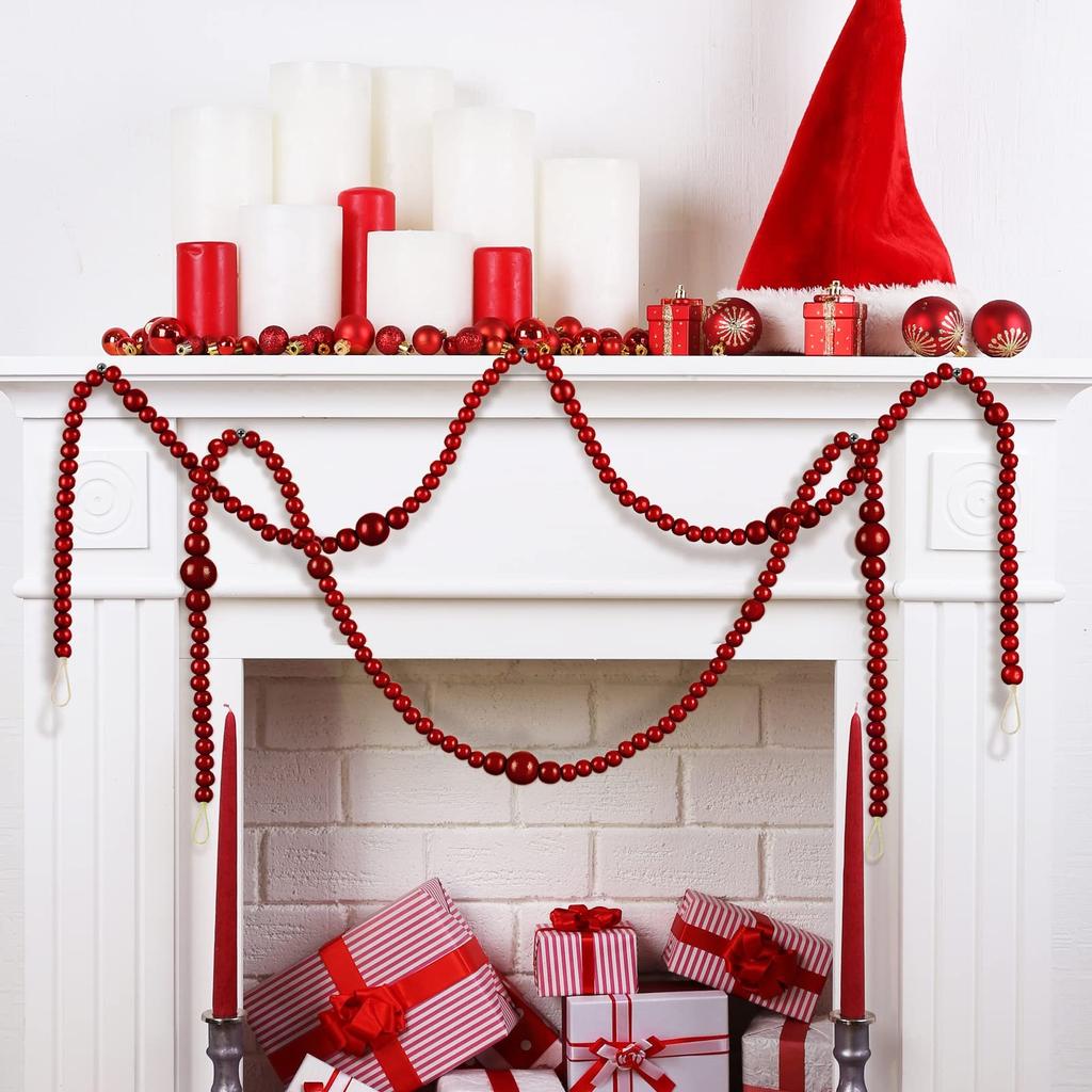 Рождественские деревянные бусины Рождественская гирлянда из бисера Круглая гирлянда из бисера для рукоделия Винтажные деревянные бусины для рождественских украшений