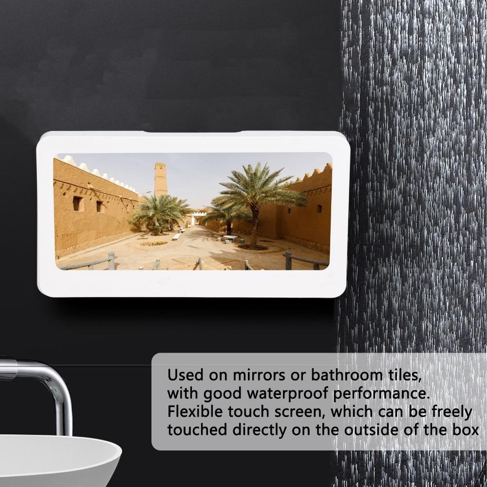 Touchable Bathroom Phone Holder No-drill Wall Mount Tablet Case  Device Protection