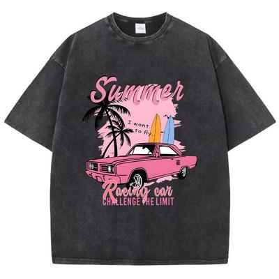 Повседневная женская хлопковая футболка с принтом на лето