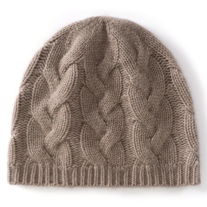 European order! New solid color cashmere hat women's twist double-strand thickened warm casual versatile fashion hat