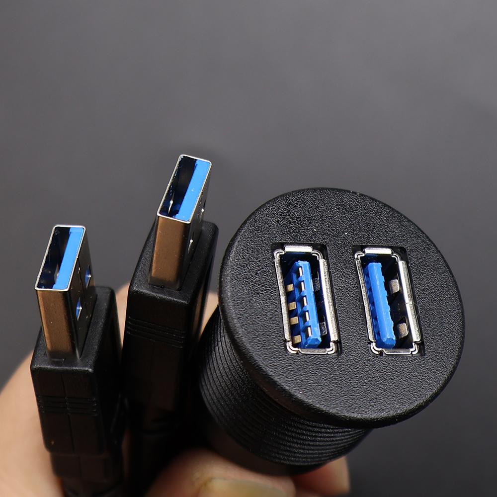 JCD Car Dashboard Installation Extension Cable USB2.0/3.0 Male to Female Socket Panel Single Dual Port Waterproof Line Adapter