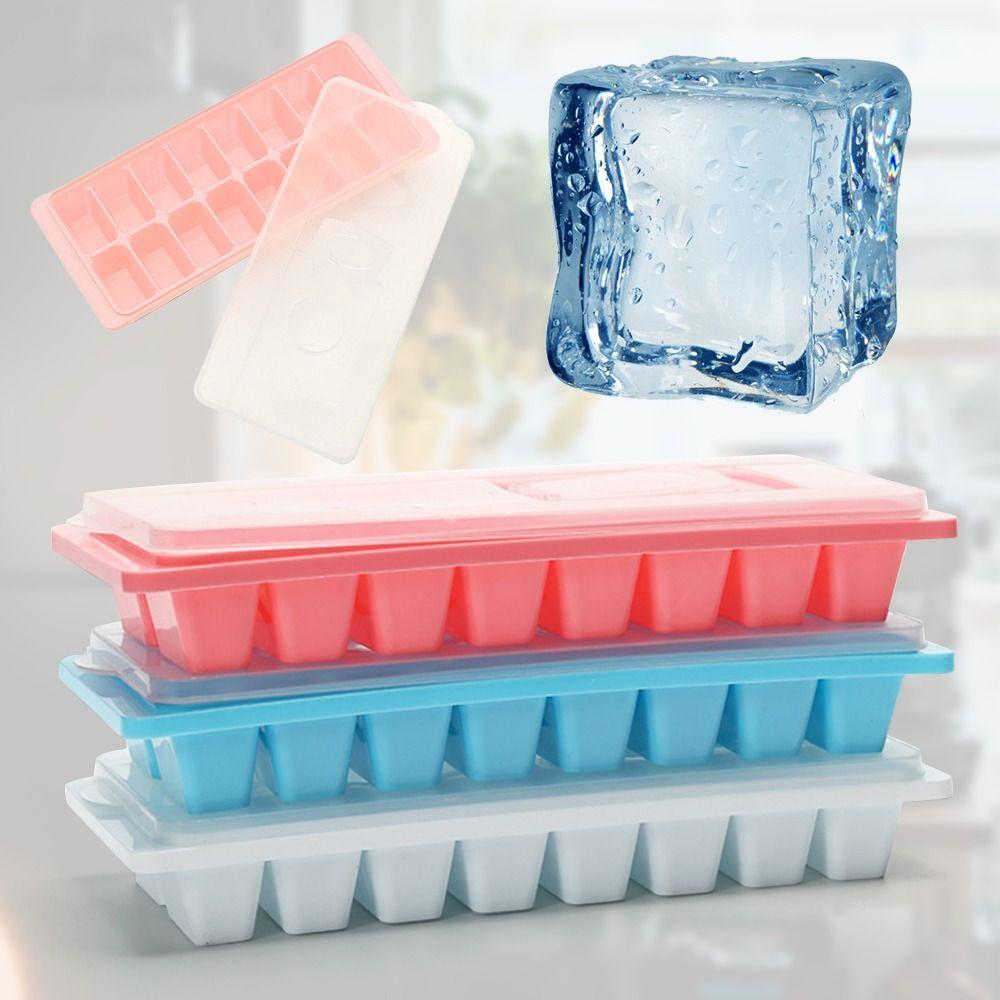 Plastic Reusable Kitchen DIY Ice Cube Box Ice Making Mould Ice Lattice Ice Storage Box