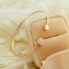 Women Double Heart Rhinestone Inlaid Opening Cuff Bracelet Bangle Jewelry Gift