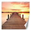Wallpaper Footbridge Sunset At the Lake