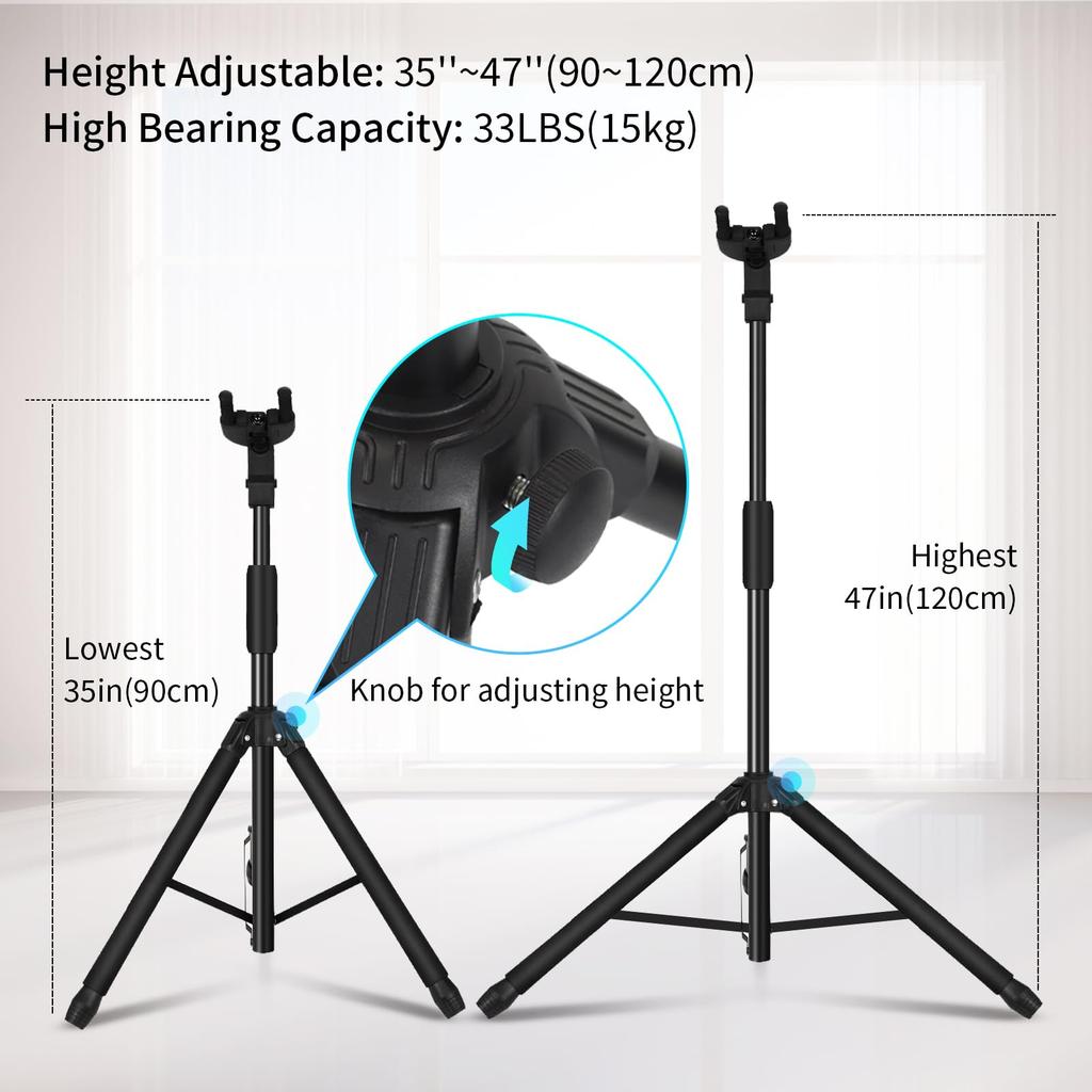 GUITTO Гитарная стойка складная регулируемая по высоте тренога стоячего типа устойчивая прочная для акустической/классической/электрической/басовой гитары GGS-06