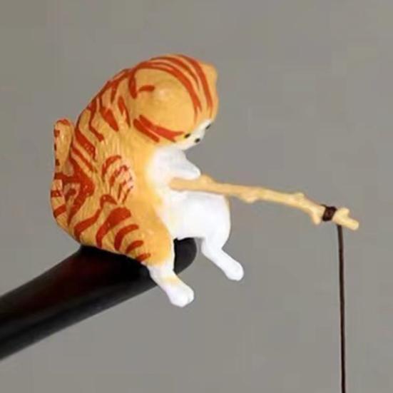 Палочка для волос Кот Рыбалка Декор Палочка для волос в китайском стиле Легкий дизайн-зажим Женская Заколка для волос Аксессуары для волос