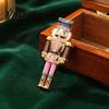 Decorative Suit Accessory Christmas Nutcracker Brooch Pin, Rhinestone Enamel Soldier Badge for Collectible Pin Women Men, Xmas Holiday Jewelry