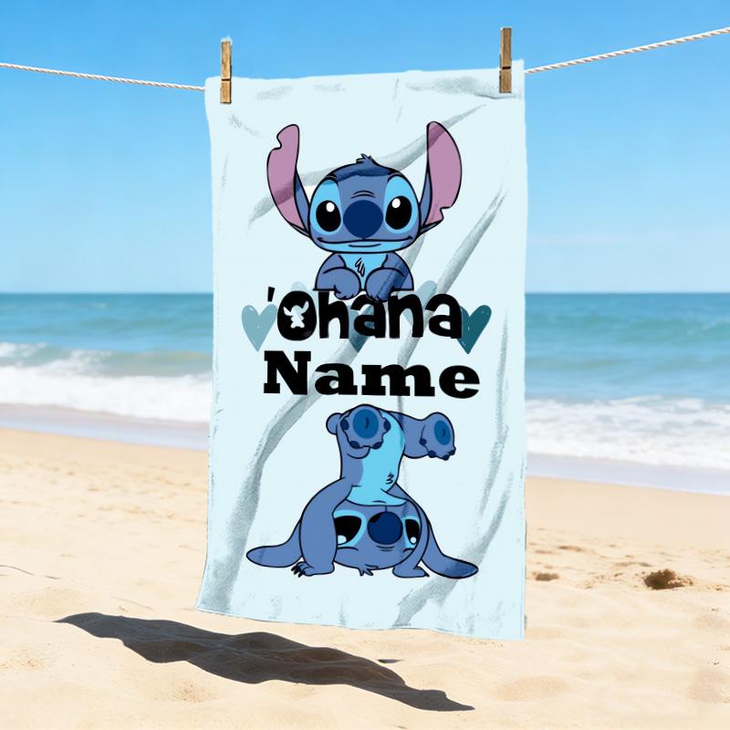 Custom Name Stitch's Sign Stylish Digital Printing Beach Towel Quick‑Drying Absorbent Blanket for Beach Pool Gym Travel