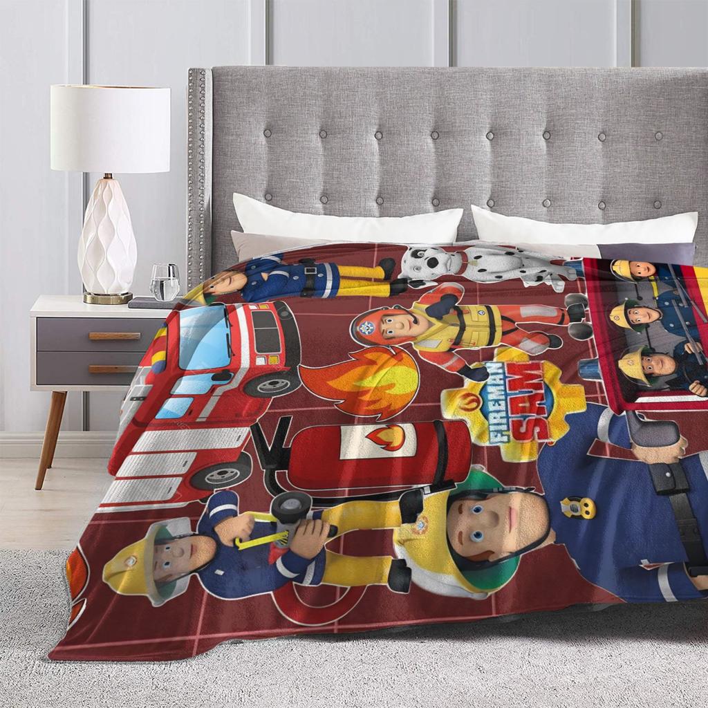 Fireman Sam Blankets Fleece Summer Air Conditioning Firefighters Cartoon Multifunction Throw Blankets for Sofa Travel Bedspread