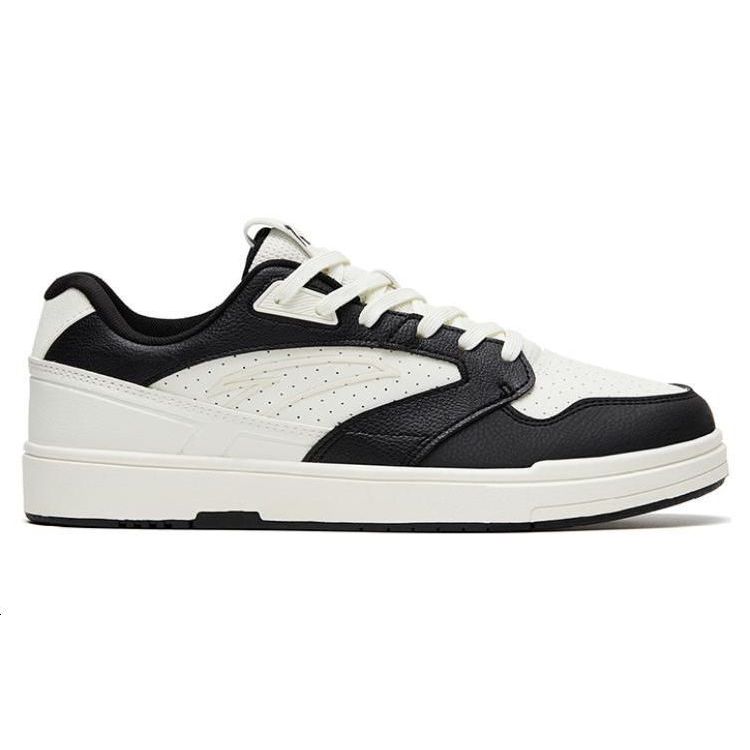Anta Street Play Synthetic Leather Comfortable Durable Non-Slip Low-Top Skate Shoes Men Skate Shoes White Black 912318016-2