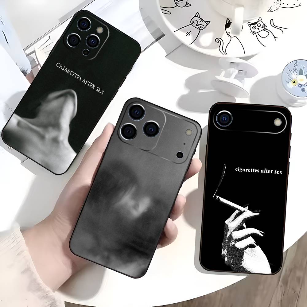 Cigarettes After Sex Band Phone Case For iPhone 17,16,15,14,13,12,11 Plus,Pro Max,XS,Soft Silicone Black Cover