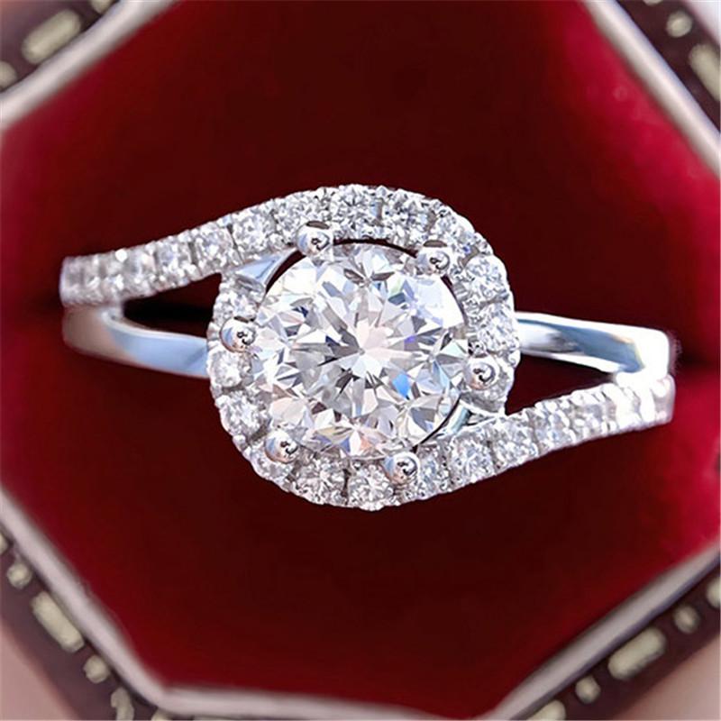 CopperCrystal Twist Bridal Wedding Ring for Women Creative Fashionable Fancy Band Accessory