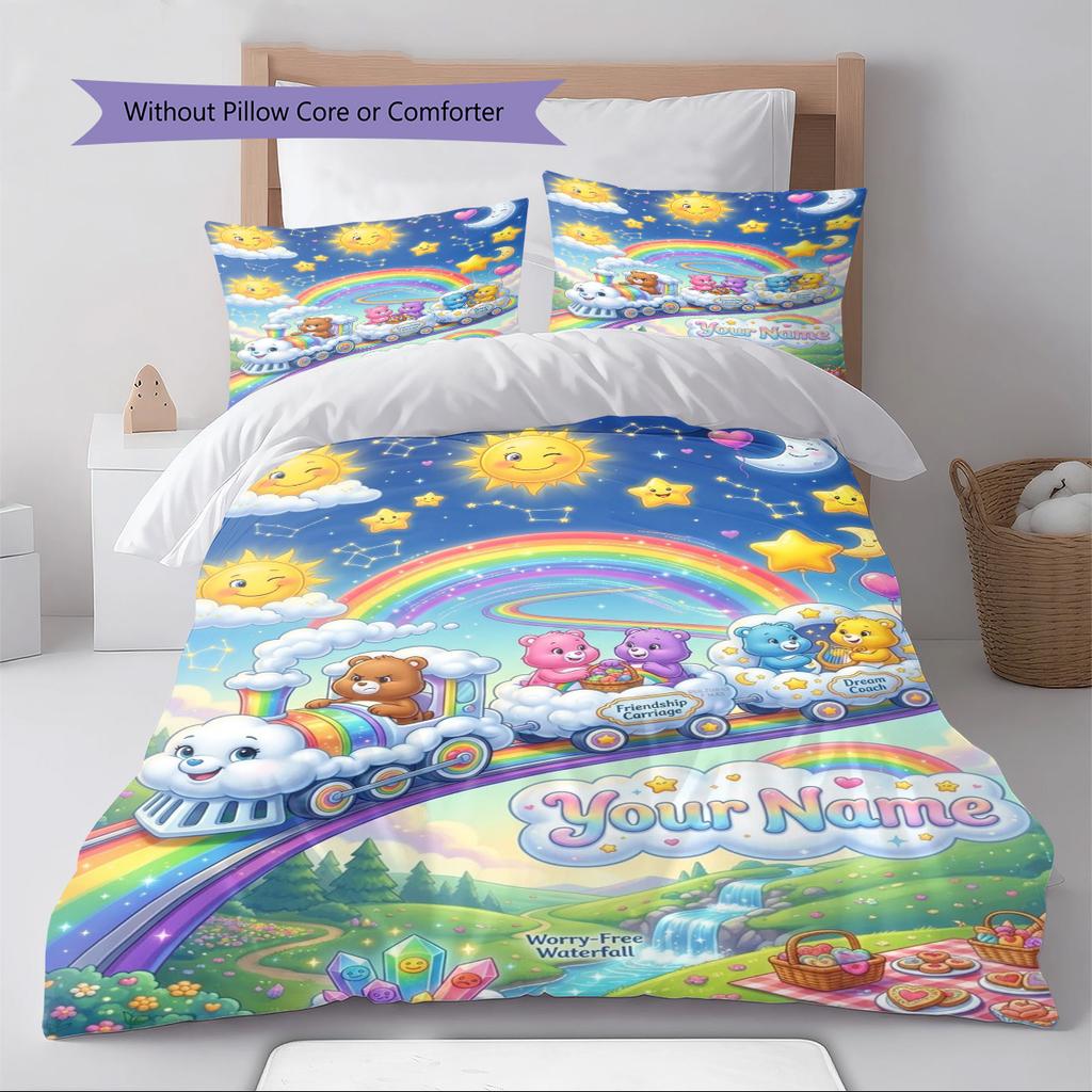 Name Custom CARE BEARS Pattern Bedding Set Quilt Cover Pillowcase Home Decor Gift (1 * duvet cover + 2 * pillowcase, without core)