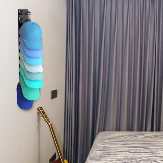 Органайзер для шляп, стойка для хранения бейсболок, самоклеящаяся, простая установка, настенная многослойная вешалка для шляп, стойка для демонстрации