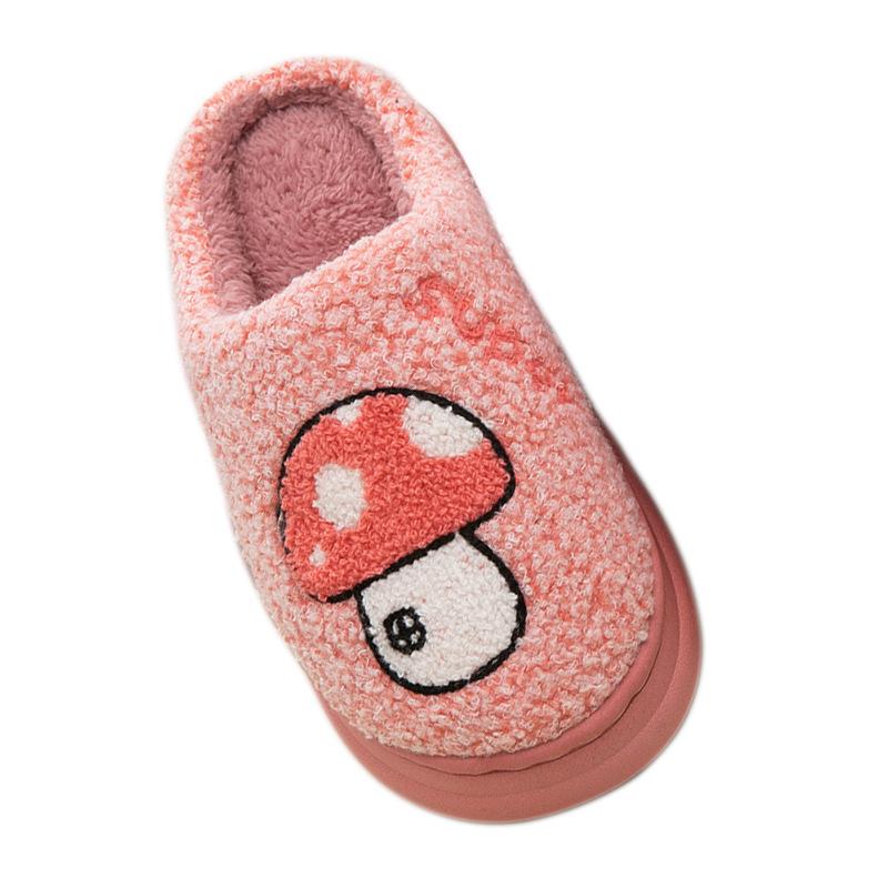 Home Cotton Slippers Women's Autumn and Winter Warm Thick Bottom Non-slip Piled Foot Warm Indoor Household Plush Slippers Men