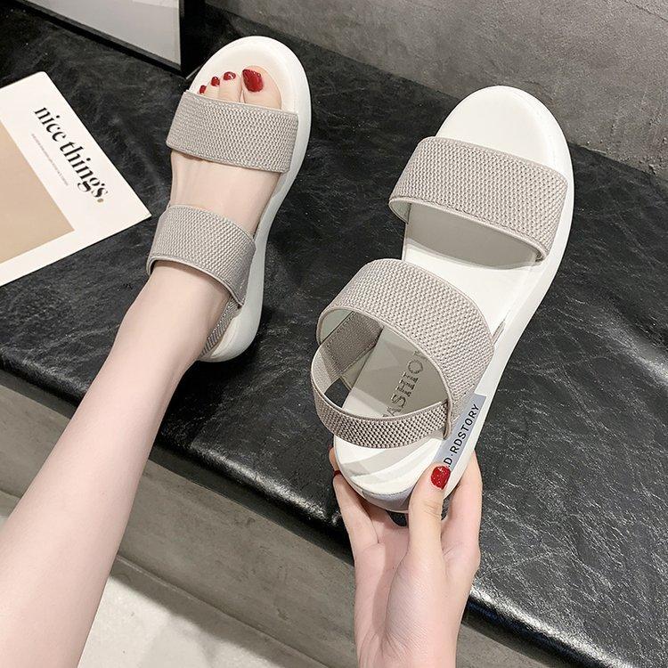 2025 летние женские туфли с открытым носком и мягкой подошвой, дышащие, для студентов иностранных торговых предприятий, повседневные, эластичные, плетеные, спортивные сандалии