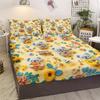 Three-Piece Bed Linen Set In A Warm Shade Of Mustard With 2 Pillowcases, Suitable For The Bedroom (Animal, Souvenir)