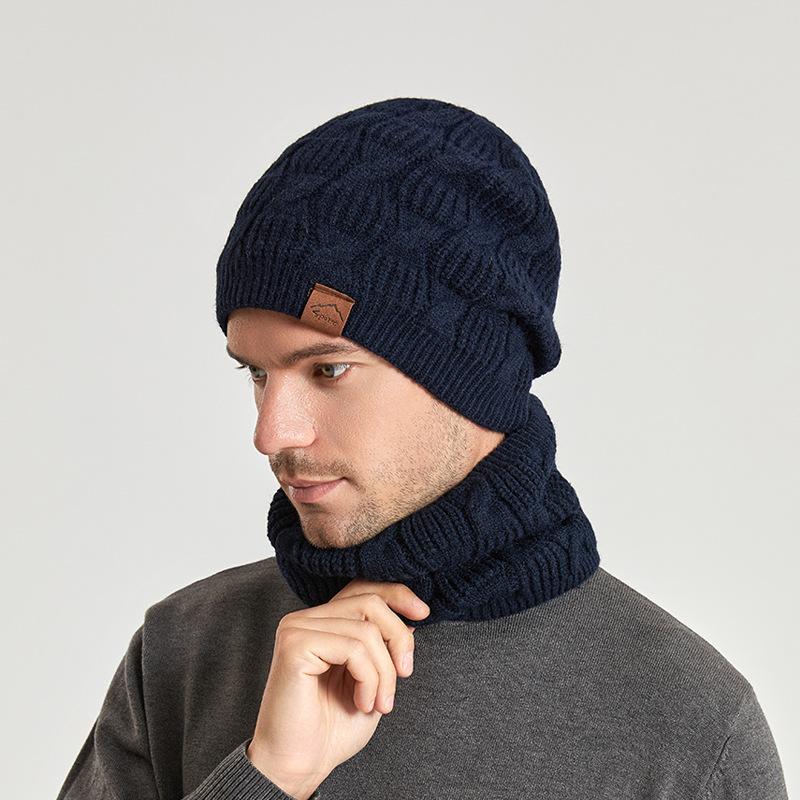 Осень-зима уличная теплая шерстяная шапка лыжная шапка шарф комплект мужские шапочки Skullies женские вязаная шапка бархатная утолщенная шапка Балаклава