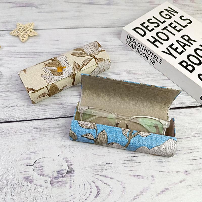 Простой портативный чехол для очков с цветочным принтом, магнитная присоска, ящик для хранения солнцезащитных очков для женщин и девочек, пылезащитный чехол для очков