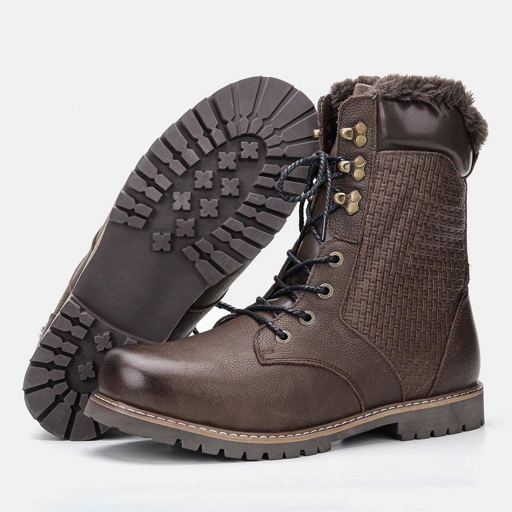 Теплые мужские зимние ботинки из натуральной кожи ручной работы из натуральной кожи