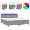 Box Spring Bed with Mattress & LED Lights Light Grey 180 x 200 cm Velvet