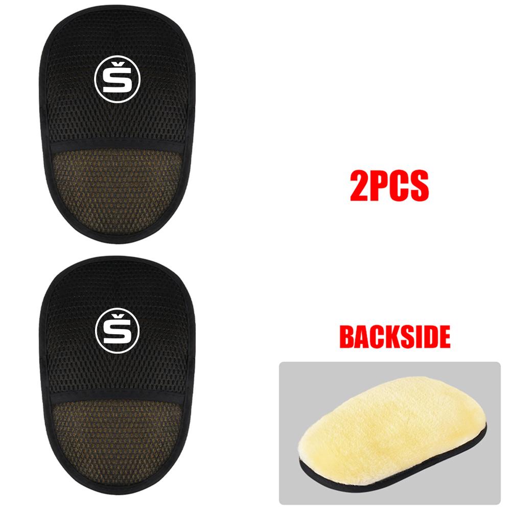 1/2PCS Car Wash Glove Wool Soft Polish Cleaning Brush Tool For Skoda Octavia Fabia Rapid Superb Enyaq Kodiaq Kamiq Karoq Scala ZA1