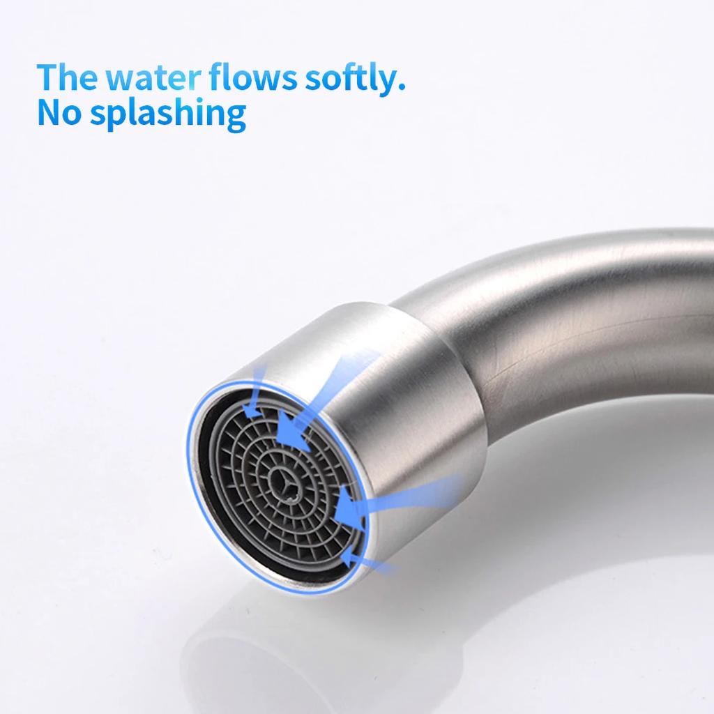 Kitchen Stainless Steel Matte Faucet Deck Sinks Universal Cold Hot Mixer Water Tap 360 Degree Swivel Kitchen Tap