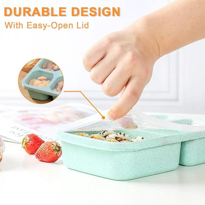 Коробка для закусок с прозрачной крышкой, 4 сетчатые коробки для закусок с отделениями, многоразовые контейнеры для ланча, контейнеры для закусок, контейнеры для хранения продуктов