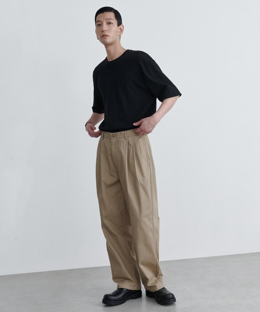 MUSINSA STANDARD Three-Pleated Semi-Balloon Chino Pants [Beige]