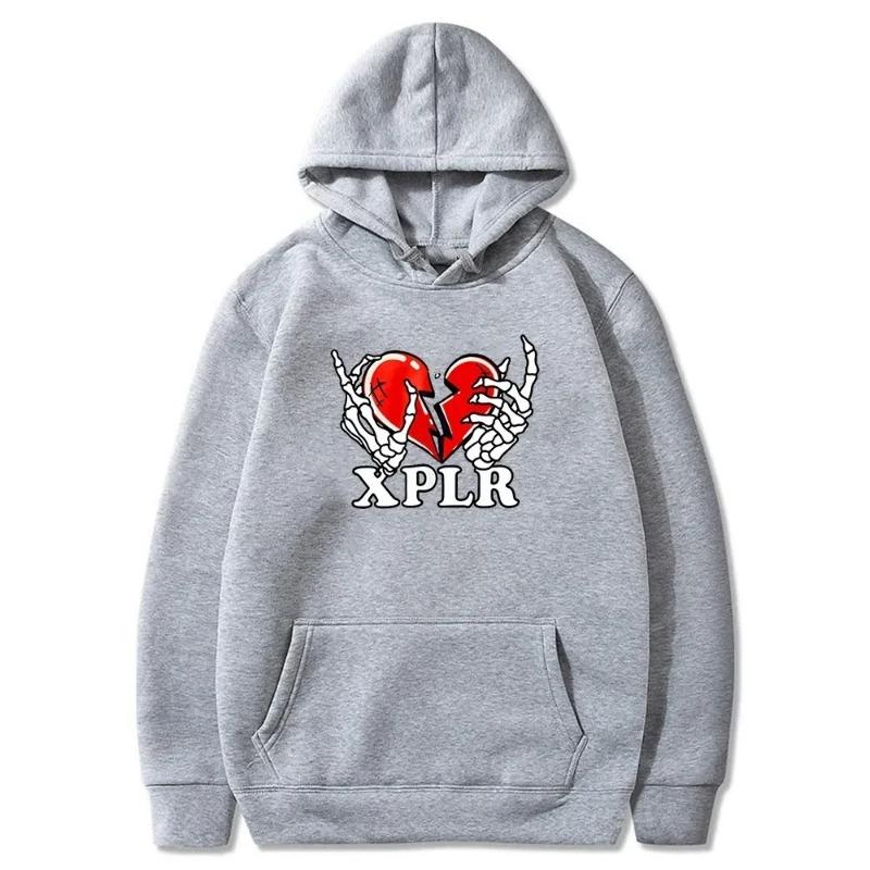 Новое худи с принтом XPLR Heartbreak, универсальная уличная одежда, повседневный, универсальный, осенне-зимний модный комфортный свитер