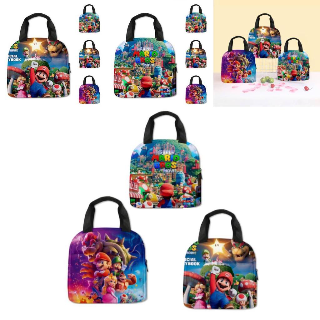 3d New Super Mario Lunch Bag For Kids, Portable And Stylish, Purple/blue/green Colors