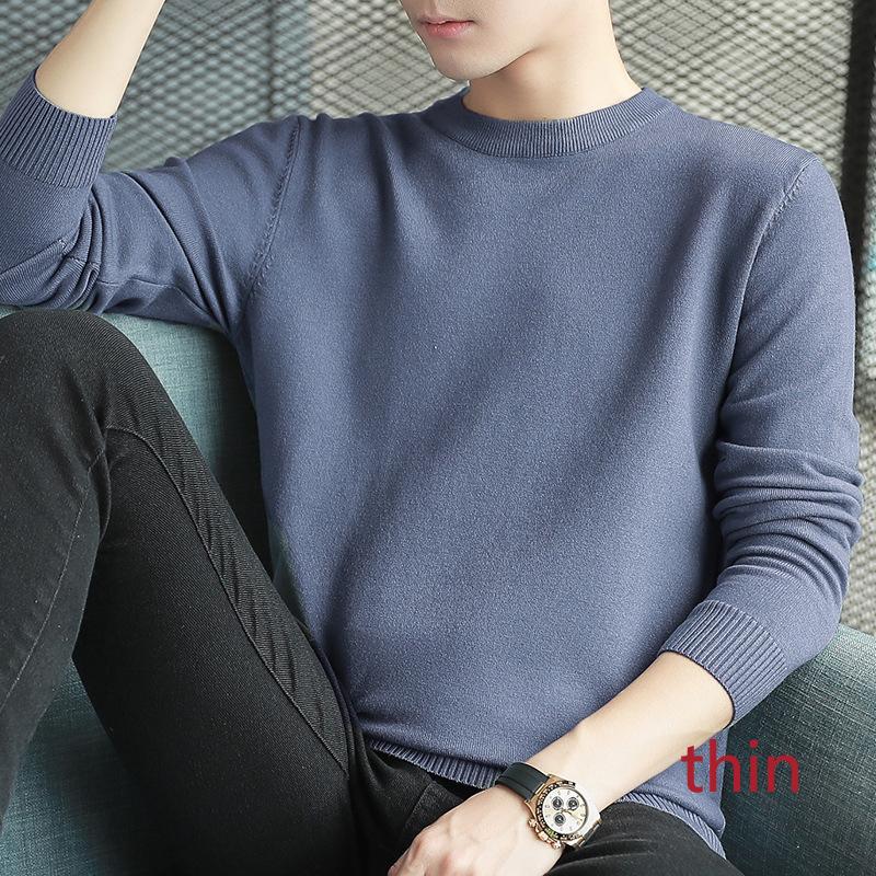 Мужской свитер с круглым вырезом, осень-зима, большой размер, свободный, сохраняющий тепло, свитер с длинными рукавами, вязаный свитер с черной нитью