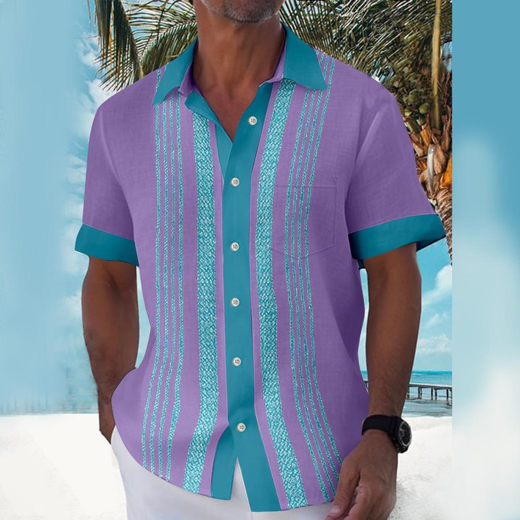 Гавайская рубашка для мужчин, мужские винтажные рубашки для боулинга на пуговицах, летняя пляжная рубашка с коротким рукавом