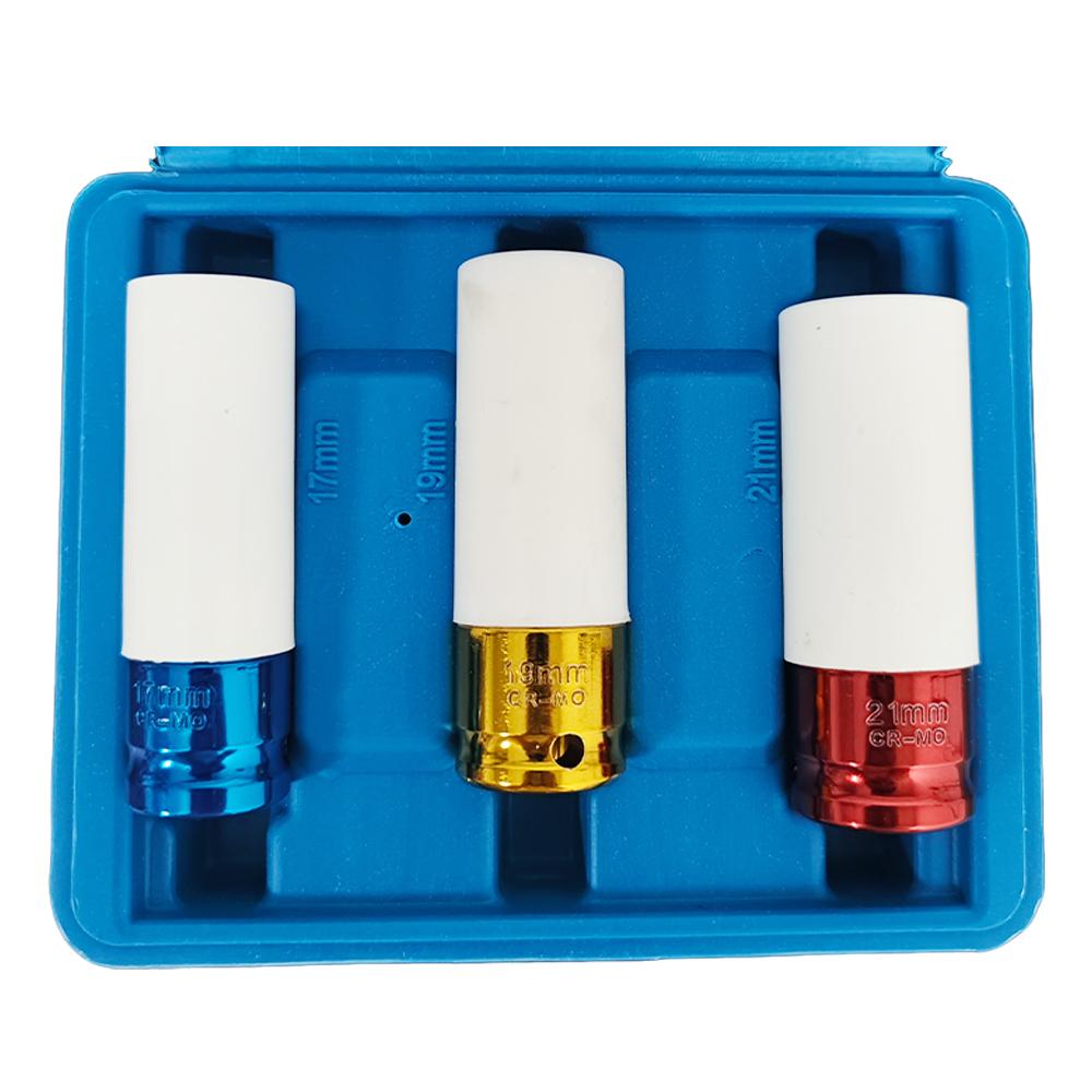 1/2" Thin Wall Wheel Rim Protector 3pcs Impact Drive Lug Nut Socket for Car and Truck