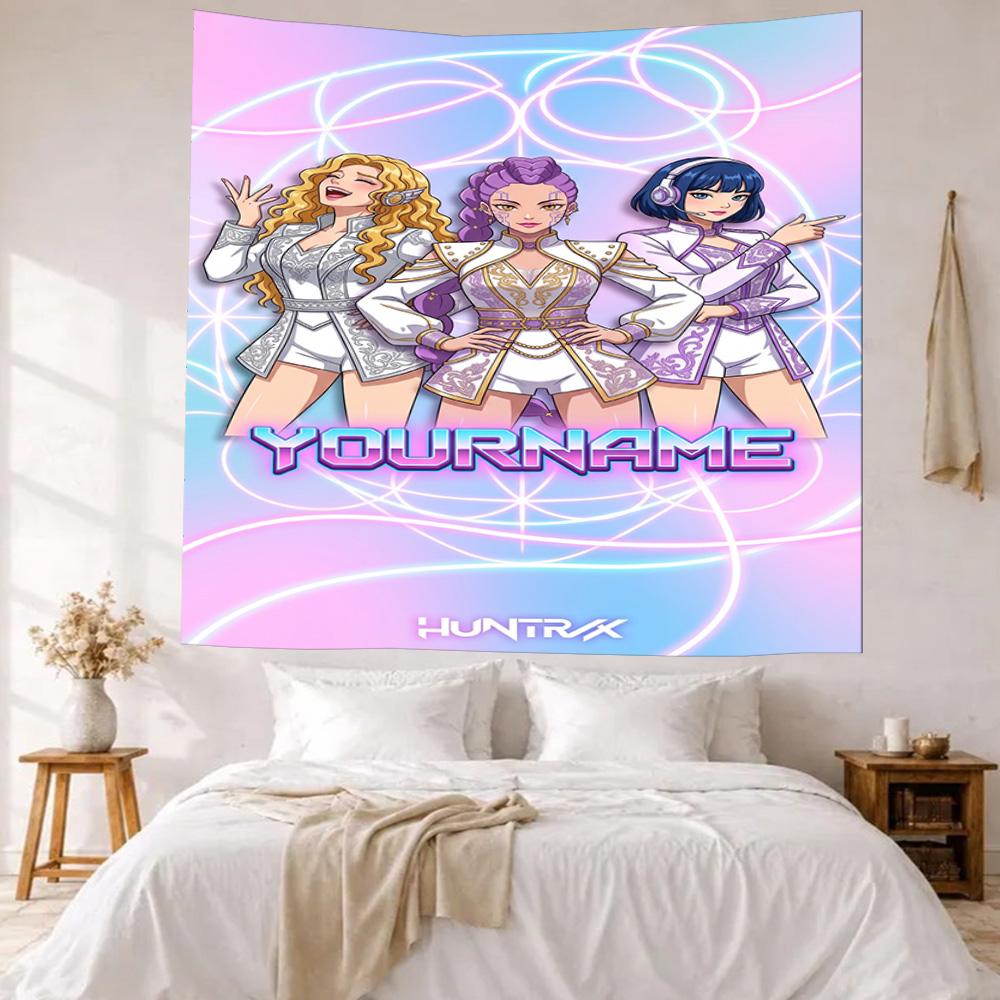 Demon Hunter Girls Custom Your Name Wall Decor Tapestry Art For Pet Memorial Birthdaywedding Party Backdrop Family Gift