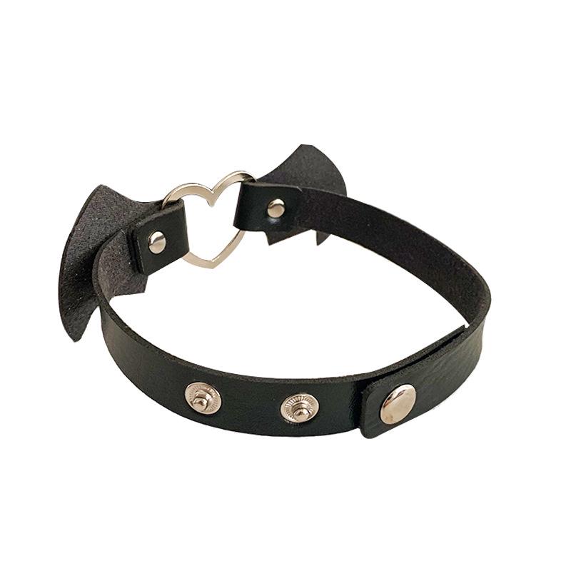 Punk Heart Bat Leather Choker Necklace - Trendy Halloween & Christmas Neckband