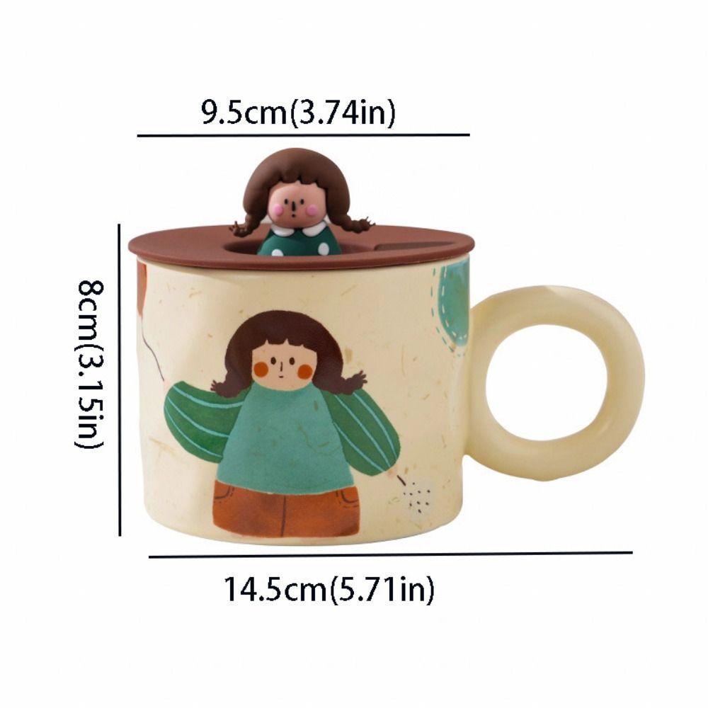 Handpainted Cartoon Ceramic Coffee Mugs 420ml Capacity Retro Style Tableware  Breakfast Dining